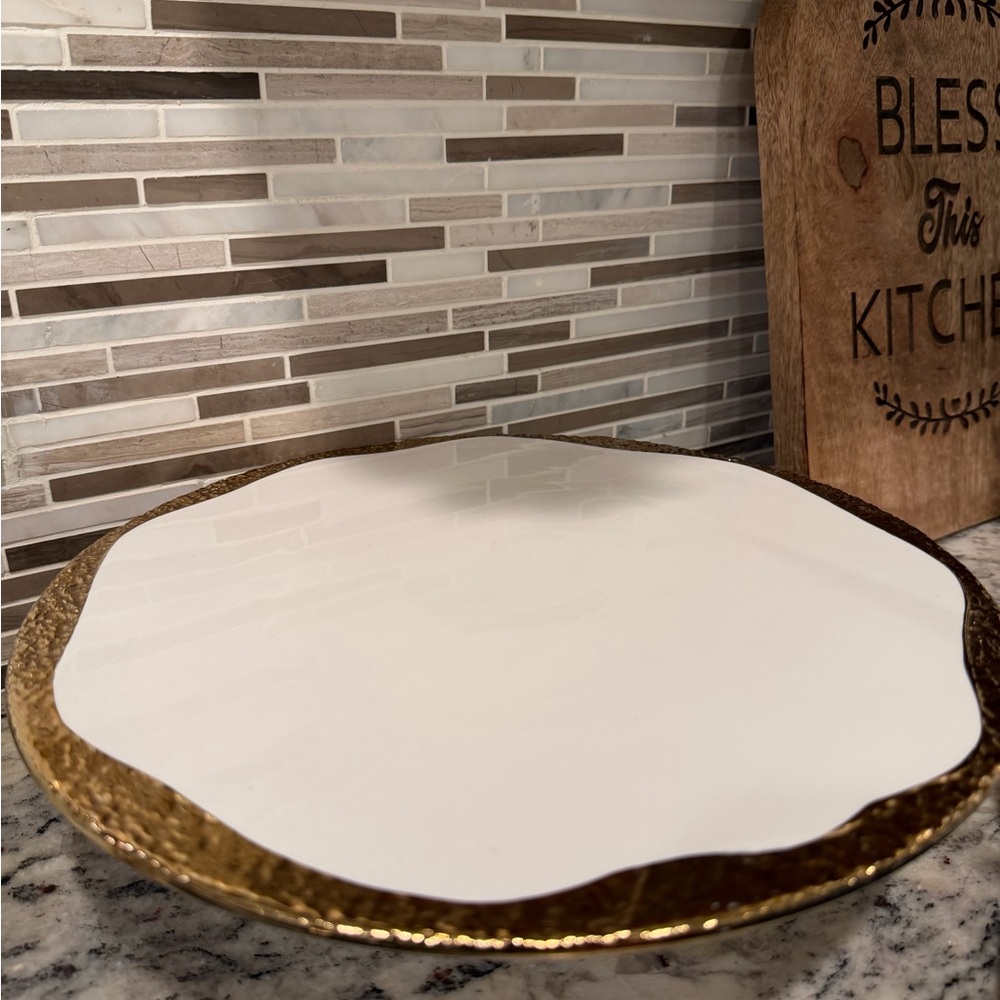 Elegant White and Gold Serving Platter